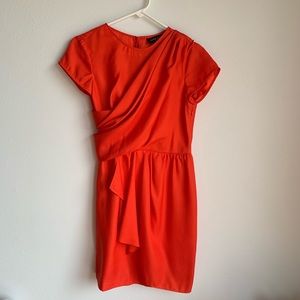 Orange Julie Dillon faux wrap short sleeve dress